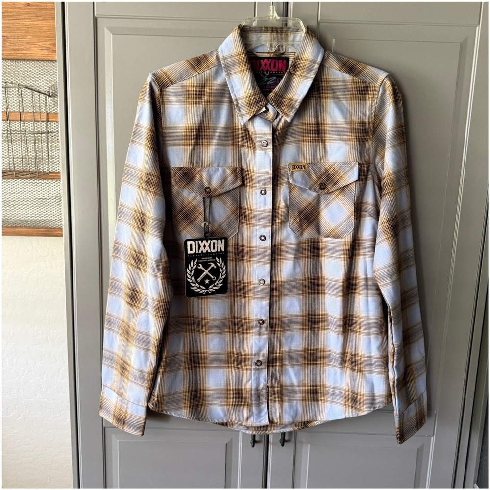 Dixxon Flannel Co.Women's 22 Jumps Twin Falls Plaid Flannel, Blue Brown,M(NWT)